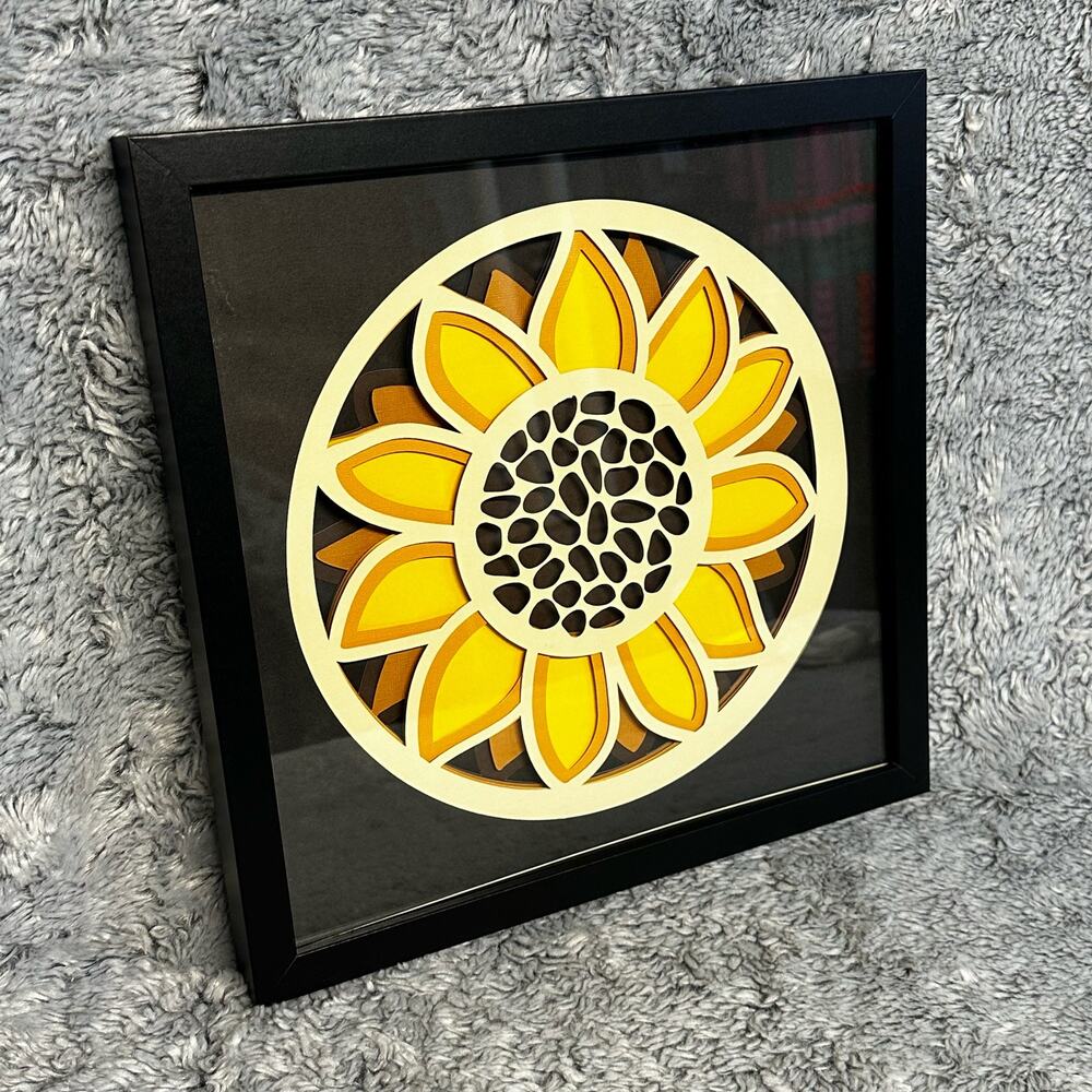 Windy Davis Creations Sunflower 3D Framed Art Shadow Box 13x13 Floral - Picture 2 of 8